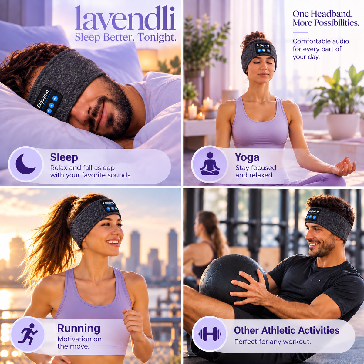 Lavendli DreamWave™ 2.0 - Bluetooth Sleeping & Sports Headband.