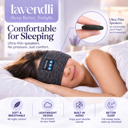 Lavendli DreamWave™ 2.0 - Bluetooth Sleeping & Sports Headband.
