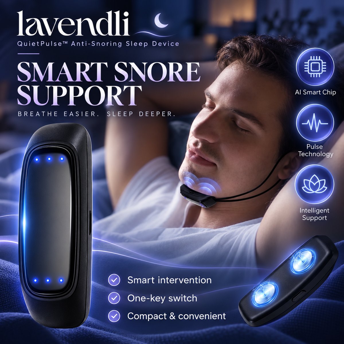 Lavendli QuietPulse™ – Anti-Snoring Sleep Device