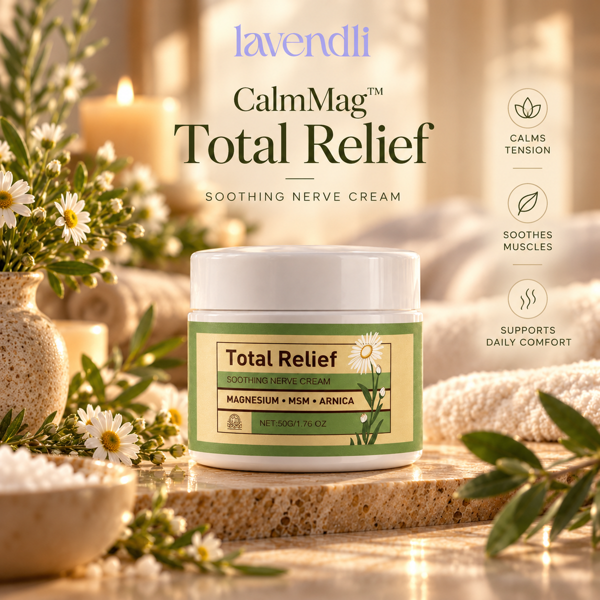 Lavendli CalmMag magnesium body cream with arnica and MSM