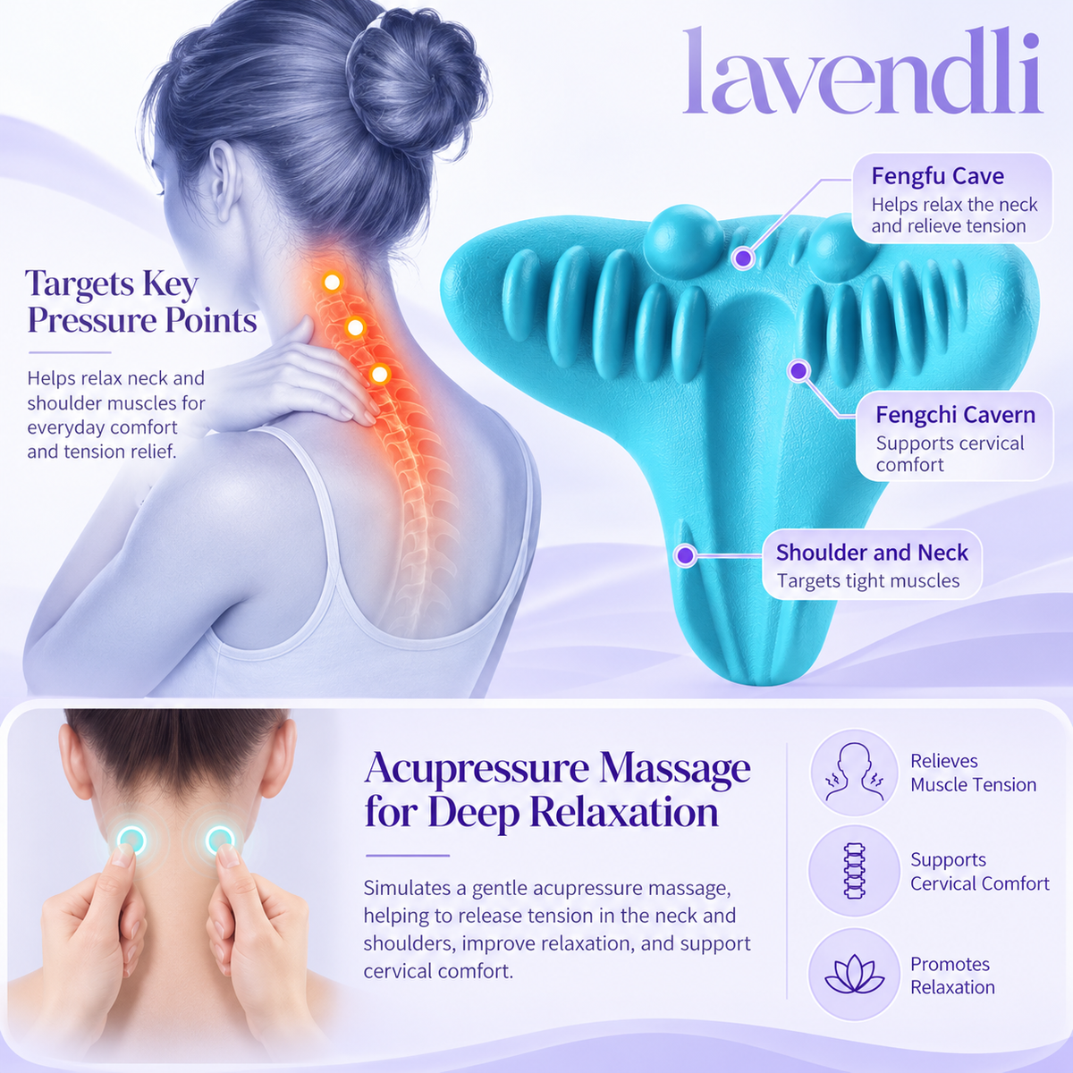 Lavendli NeckNest™ - Ergonomic Neck Massage & Relaxation Pillow